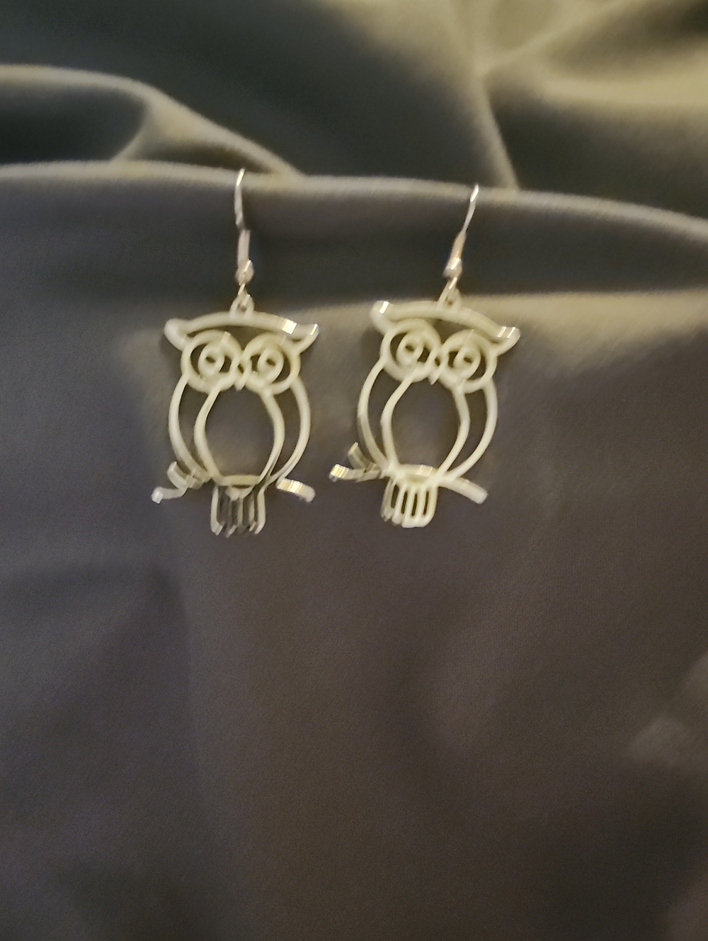Silver Owl Outline Dangle Earrings - Women Jewelry